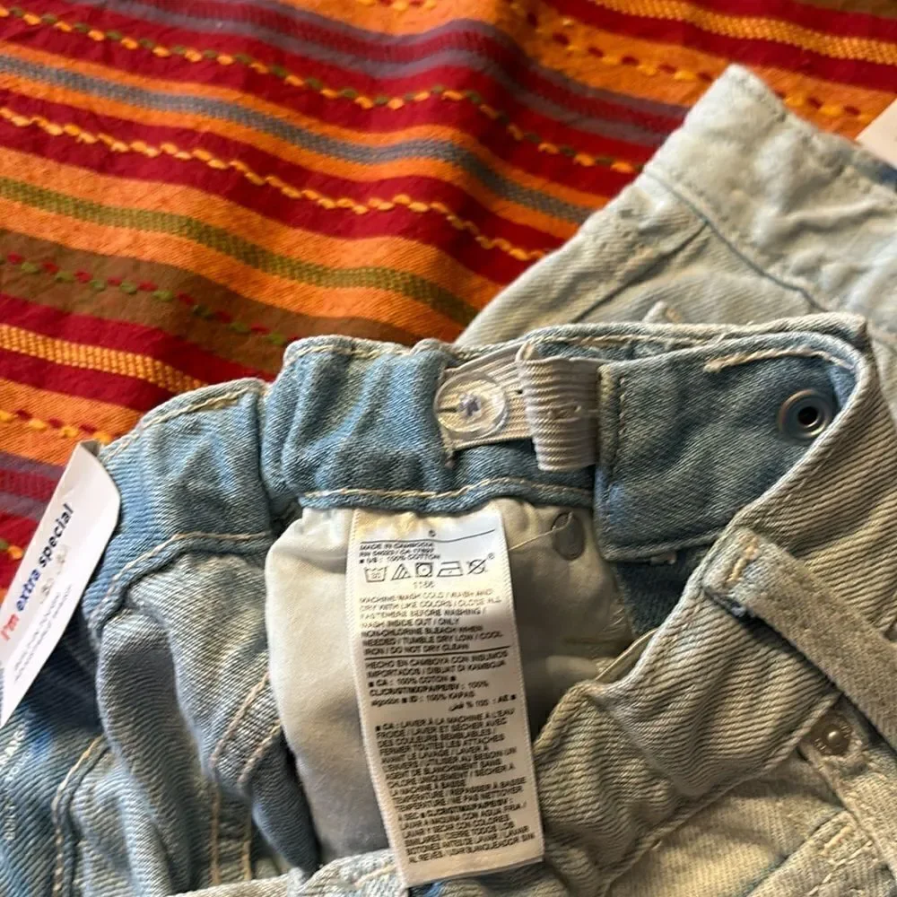 Old Navy Girls High-Rise Slouchy Straight Cut Off Distressed Denim Short